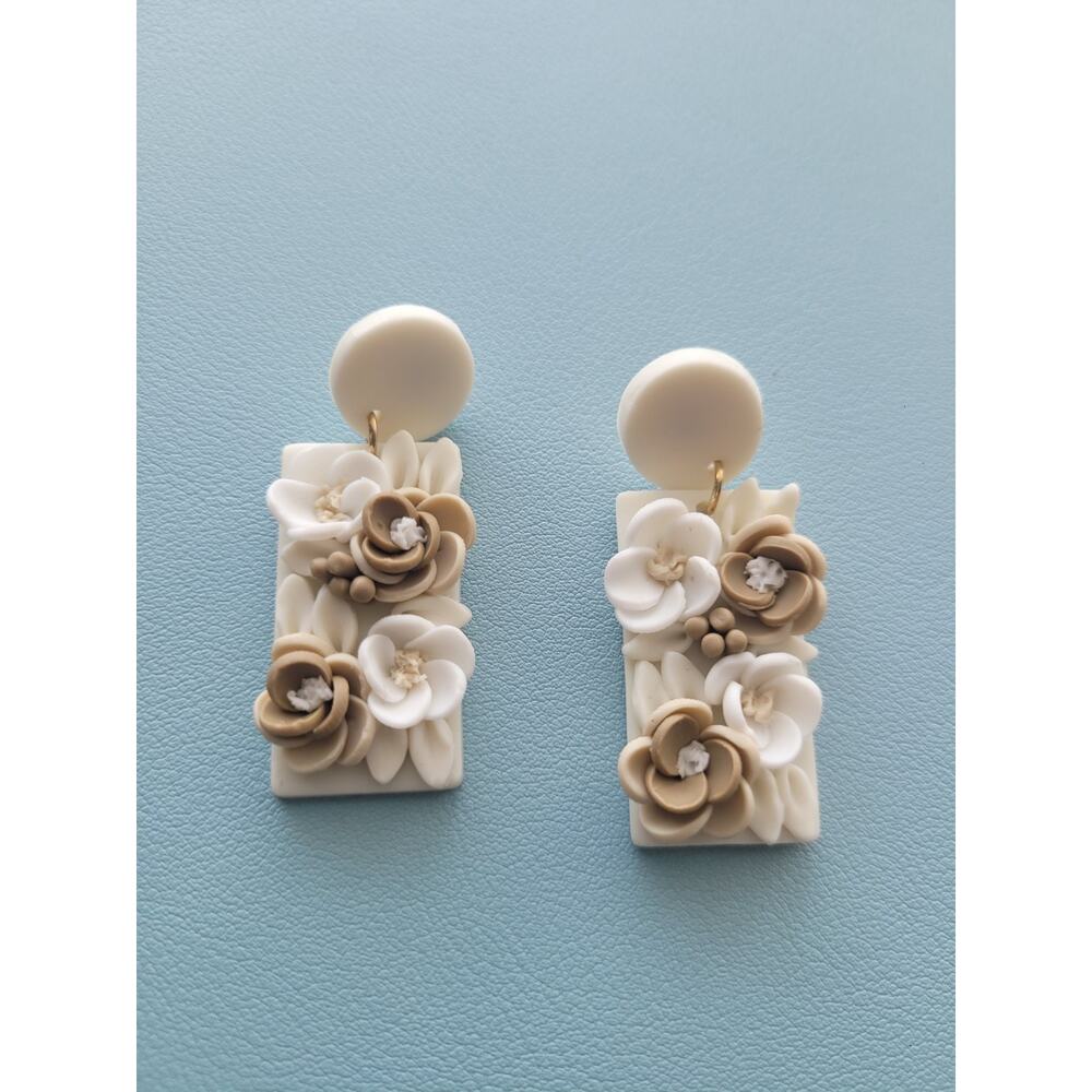 Handmade Mexican Terra Cotta Barro‎ Inspired Dangle Post Earrings Light Weight - Picture 3 of 4
